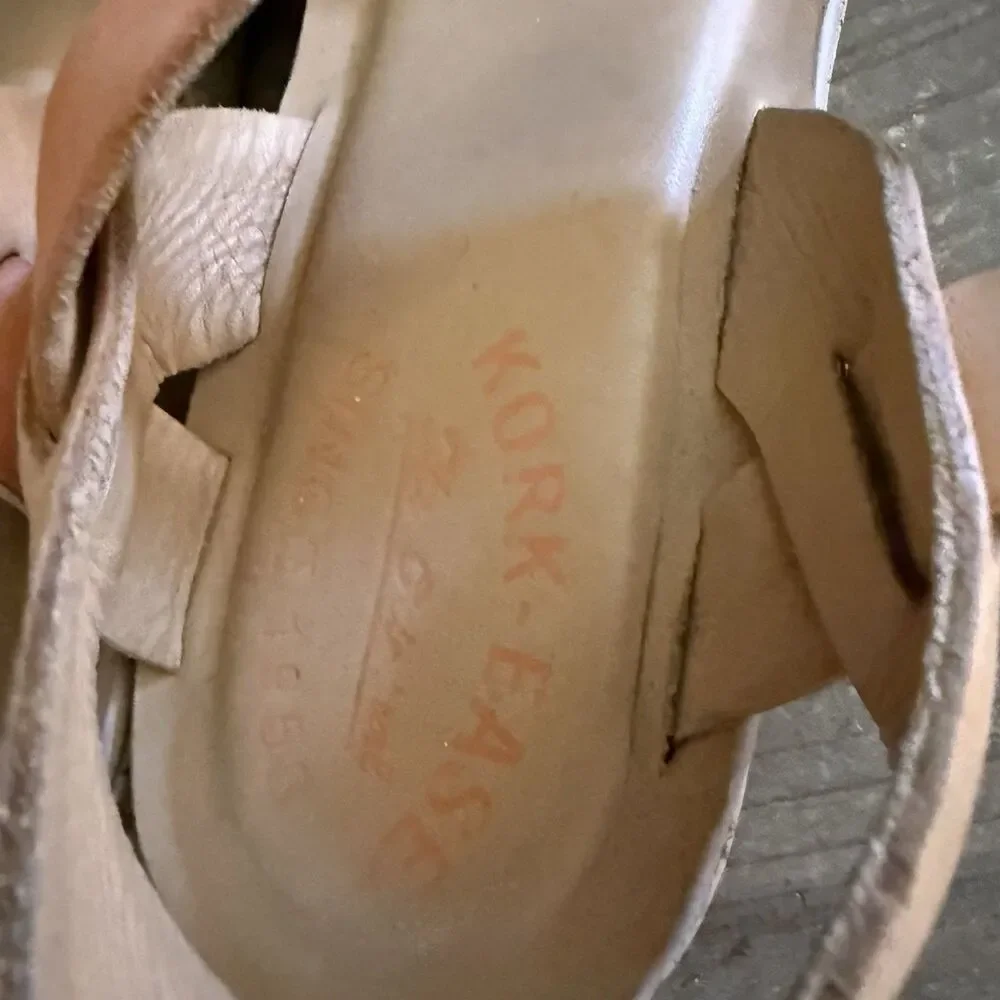 KORK EASE Orange Leather Platform Cork Heel Sandals Women Size 8